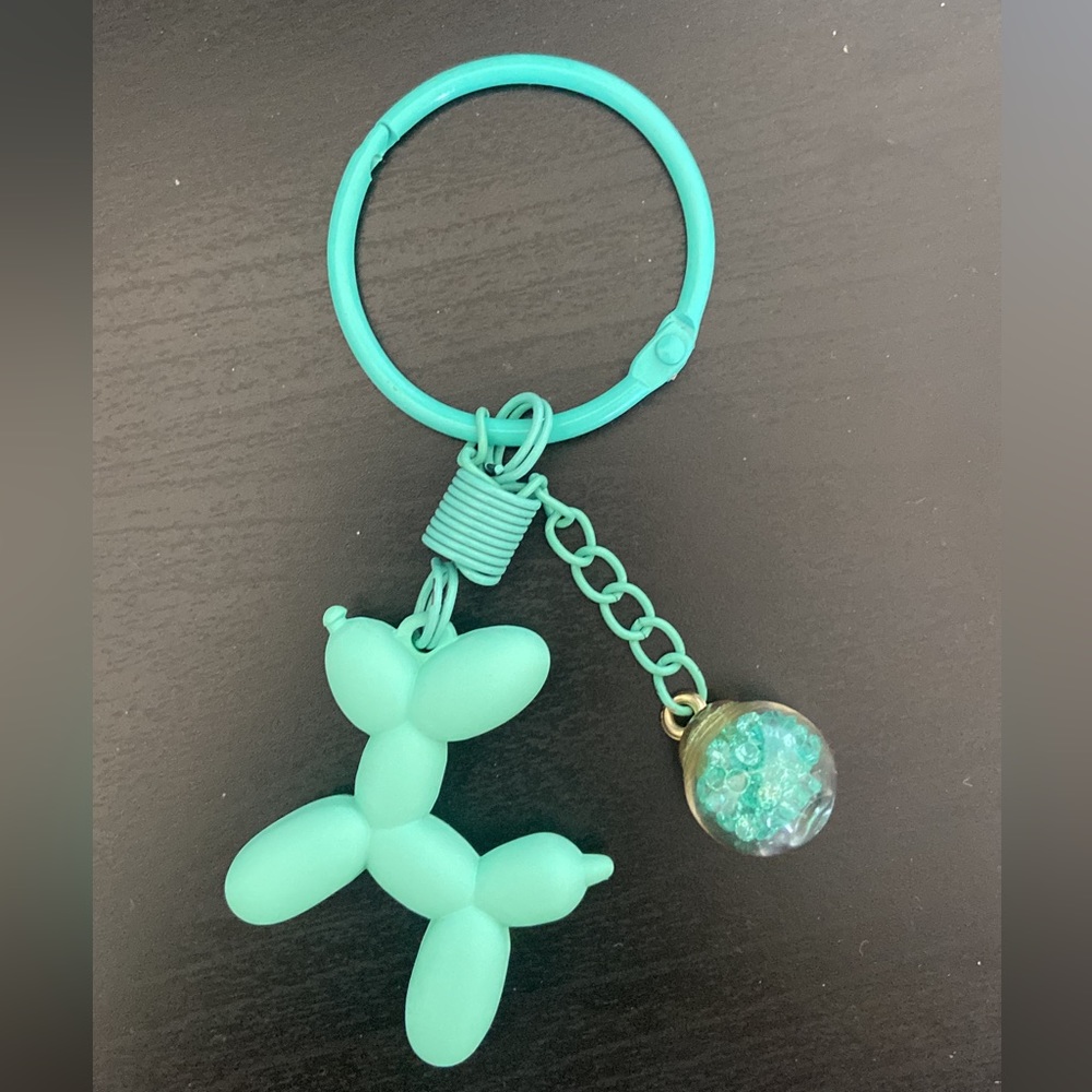 Mint green balloon dog keychain